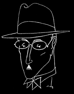 Caricatura de Fernando Pessoa feita por Almada Negreiros. [FSP-Mais!-16.11.97]