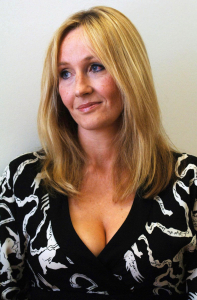 JK Rowling, author of the 'Harry Potter' books, at the unveiling of a portrait of herself, a three-dimensional construction in mixed media by Stuart Pearson Wright at the National Portrait Gallery in London,